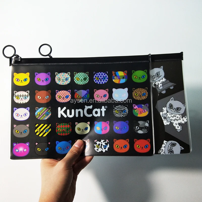 colored black frosted matte zip lock bags clear vinyl pvc zipper packaging bags cute clear pvc packing bag with round puller