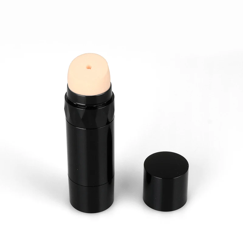 30ml CC Stick Plastic Packaging Tubes for Suncream Concealer Liquid Foundation Bb Cream Round Black Bottle With Sponge Head