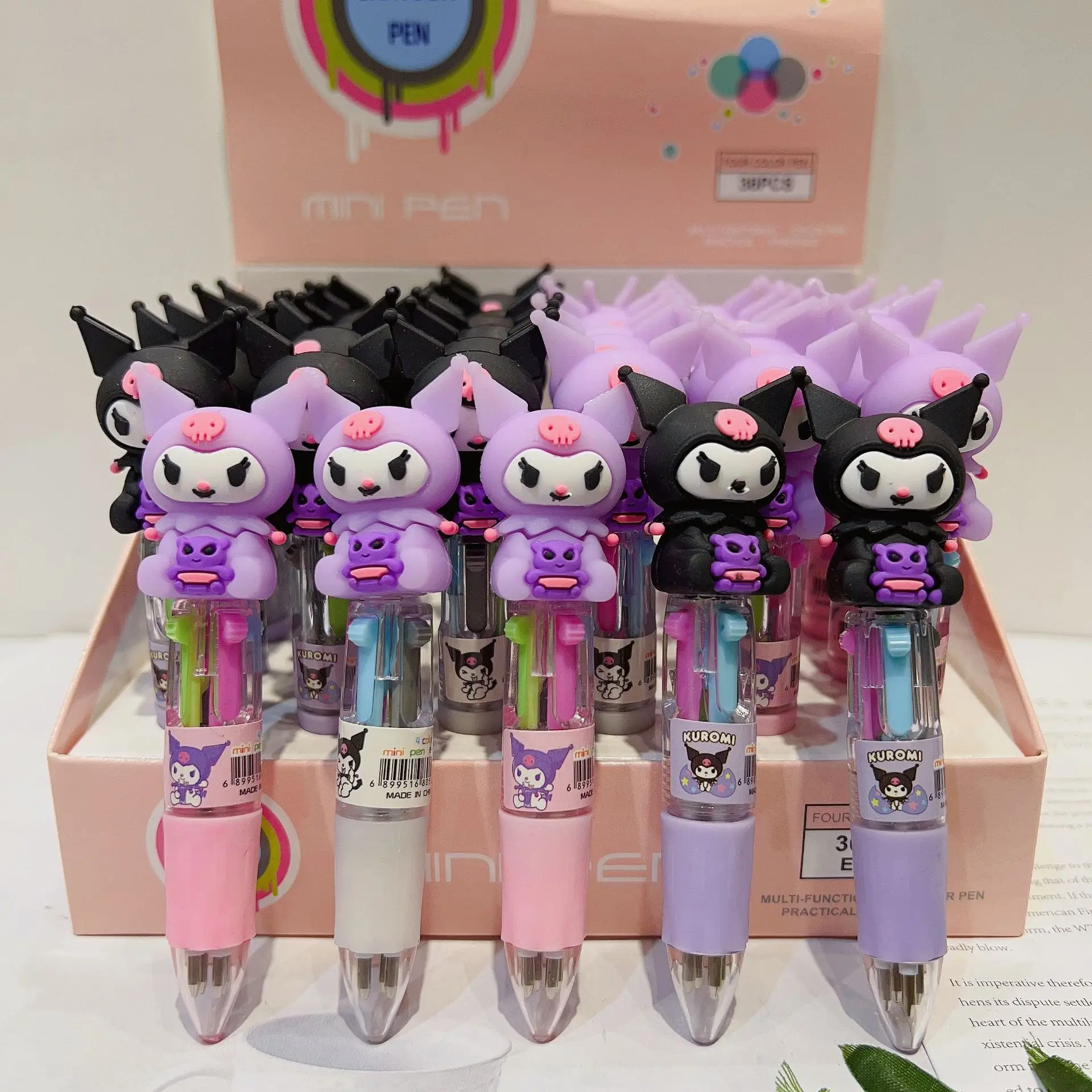 New promotional cute cartoon four-color ballpoint pen student mini multi-color pen press color account pen office supplies