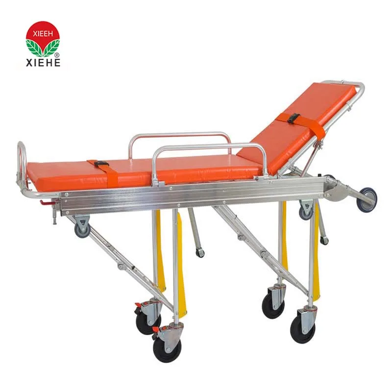 Automatic loading ambulance stretcher folding medical bed