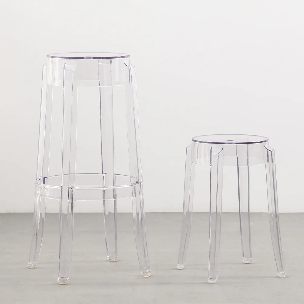 Modern Plastic Polycarbonate Stackable Crystal Acrylic Resin High Clear Ghost Barstool Transparent Bar Stool