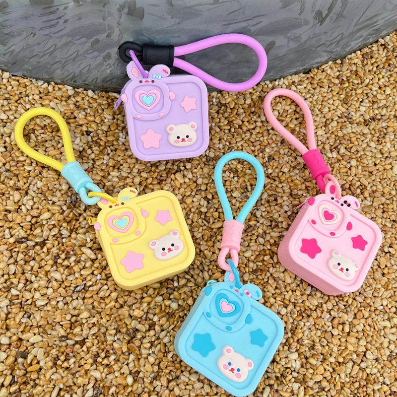 Симпатичная силиконовая сумка для наушников с мультяшным мини-ключом женская сумка с bluetooth-гарнитурой, зарядный кабель, кошелек для монет