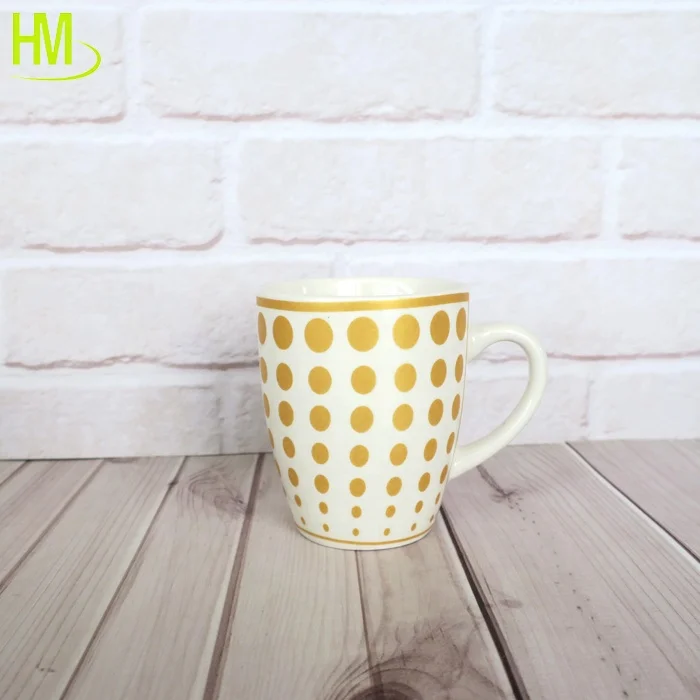 High Quality Gold Mugs With Decal Custom coffee mugs Polka Dot Cup Striped Mugs