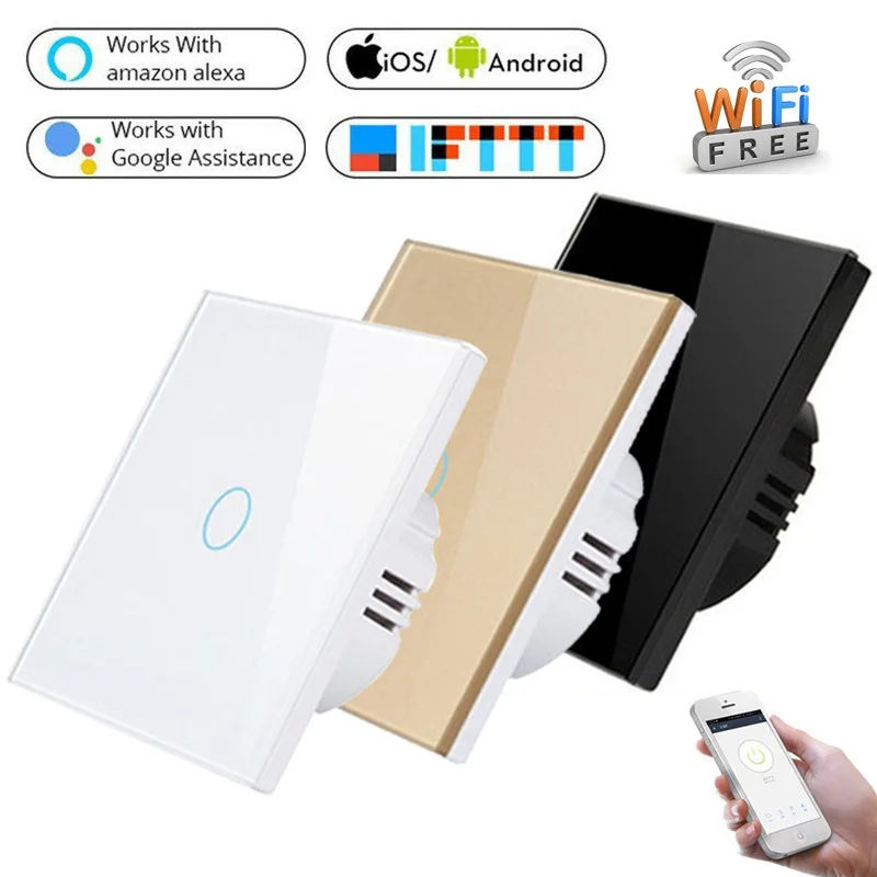 1/2/3 кнопочный умный настенный выключатель Wi-Fi Хрустальное стекло Беспроводной Выключатель Света приложение Tuya дистанционный переключатель с Google