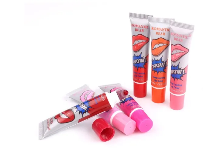 
WOW Romantic Bear 6 colors lip tattoo long lasting Waterproof peel off cute lip gloss 