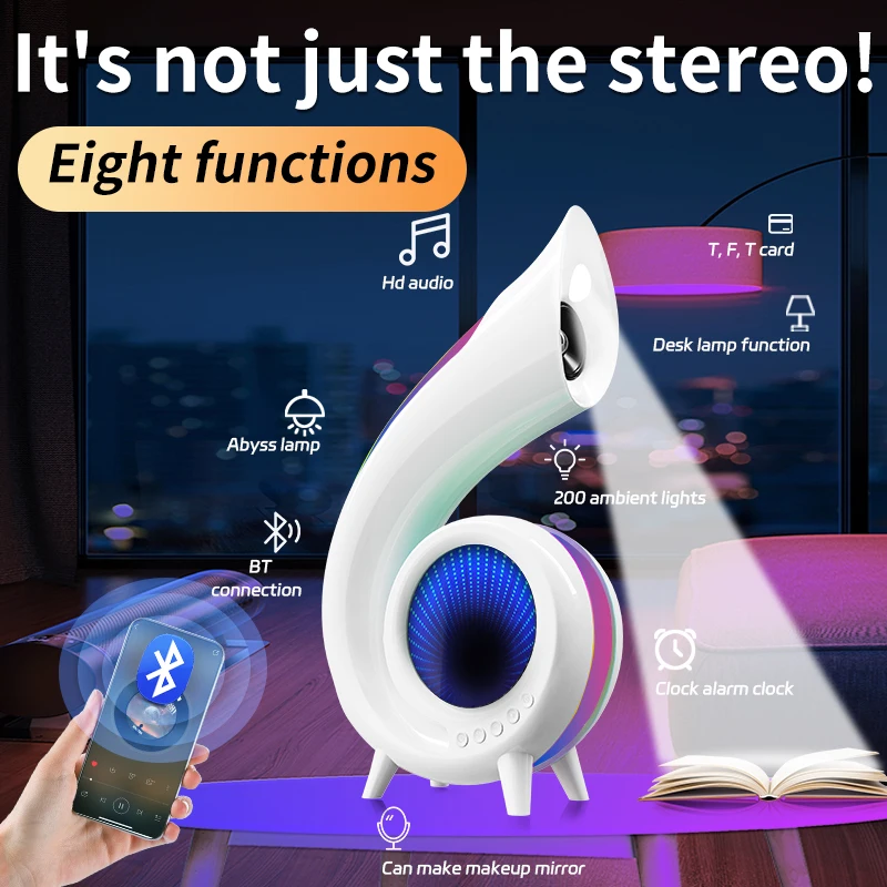 G69 multi-function bluetooth speaker abyss lamp colorful atmosphere lamp table lamp clock alarm clock mirror six-in-one speaker