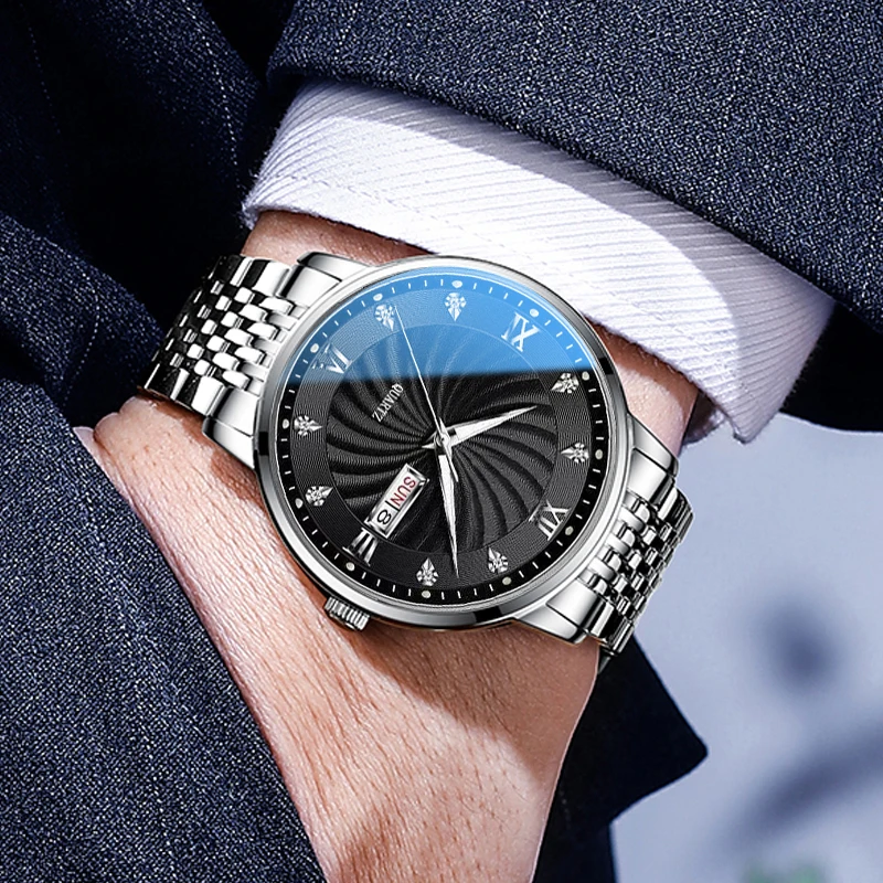 New Arrival Customizable New Design Dial Calendar Waterproof Stainless Steel Minimalist Watch Men