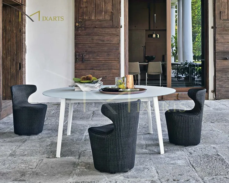 
Patio Restaurant Rattan Wicker Bamboo Armless Coffee Dining Chair 