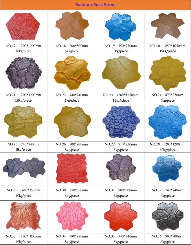 Stamped Concrete Mat Molds  No. 26 for Stamped Concrete