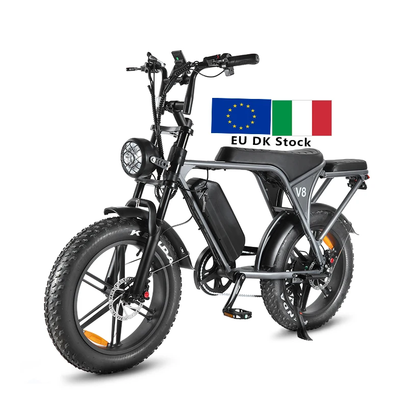Italy Stock 20 Inch High Speed Vintage Electric Retro EBike OUXI V8 Disc Brake Electric Bicycle Fat E Bike For 2 People