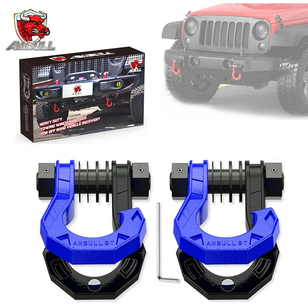 Ambull 4x4 Off-Road Accessories Connect Tow Strap Or Winch Rope Bumper 2-Inch Shackle Tow Hook Hitch Receiver Fits