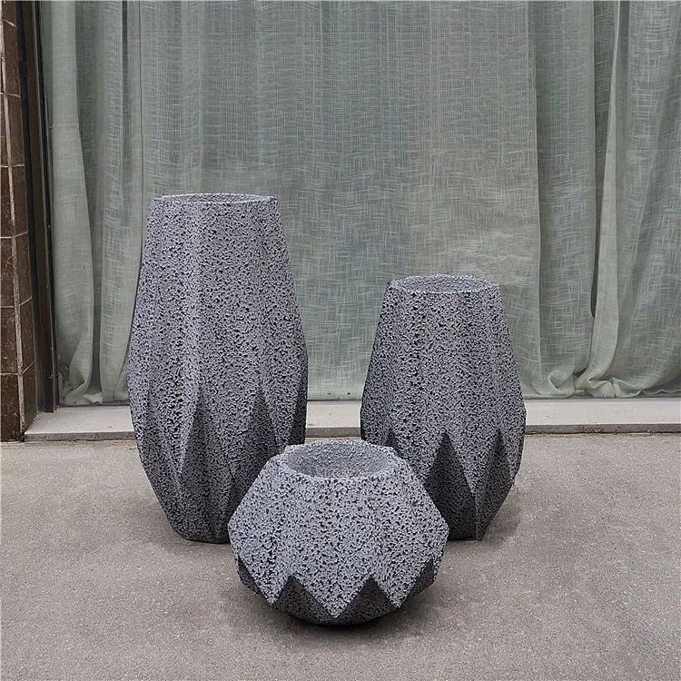 European style fiberglass origami shaped floor vase company reception desk landscape decoration floral landscape decoration