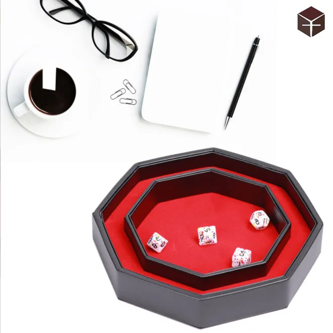 Custom logo polyhedral hollow black dragon dice tray for Playing Indoors