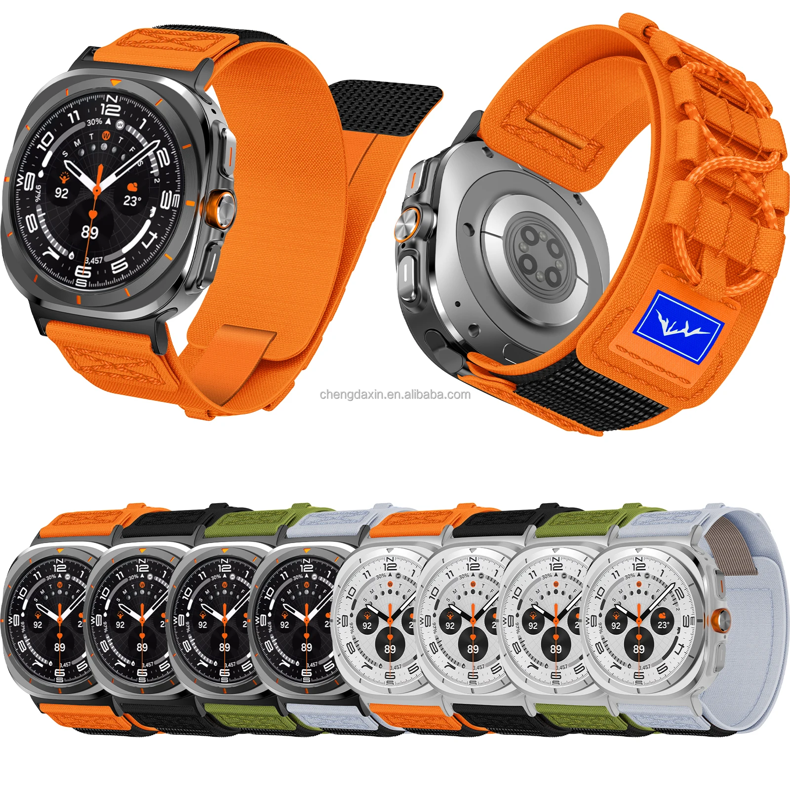 Nylon Straps for Samsung Galaxy Watch 7 Ultra 47mm French Troops Parachute Bag Elastic Watch Strap Military Watchbands