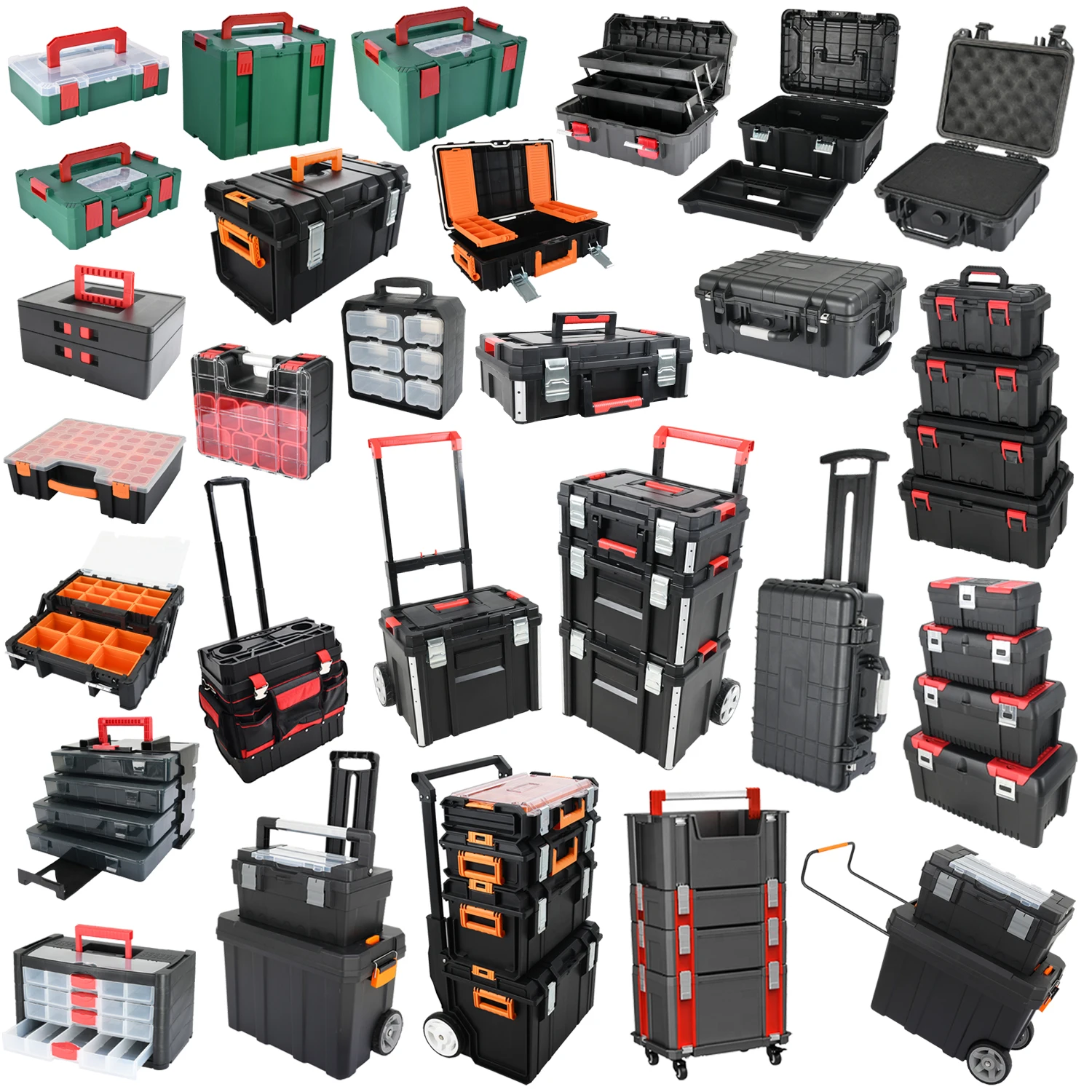 Vertak plastic storage tool box black waterproof shockProof portable household large tool box