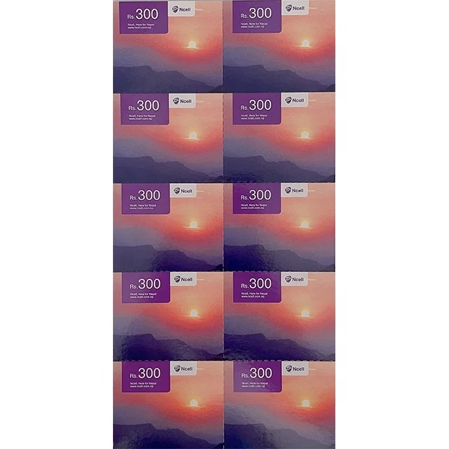 Customized Recharge Voucher Top Up Voucher Prepaid Voucher Reload Card Paper Scratch Card Top Up Card Recharge 10 pin