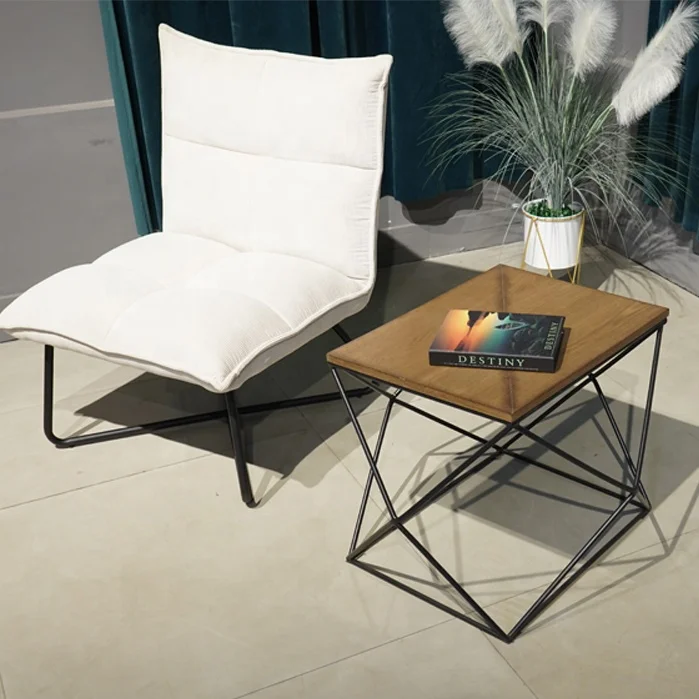 Top birch Wood various materials Wooden Top Wrought Iron Minimalist Office Home Living Room Furniture Luxury Coffee Table