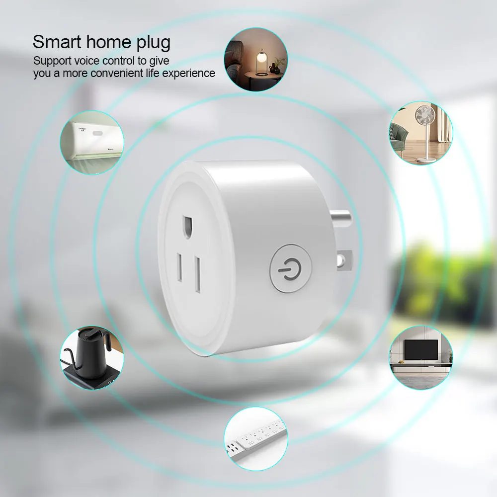 Tuya US 16A Smart Single Socket Wireless Remote Alexa Google Smart Plug with Energy Monitoring Timer Function