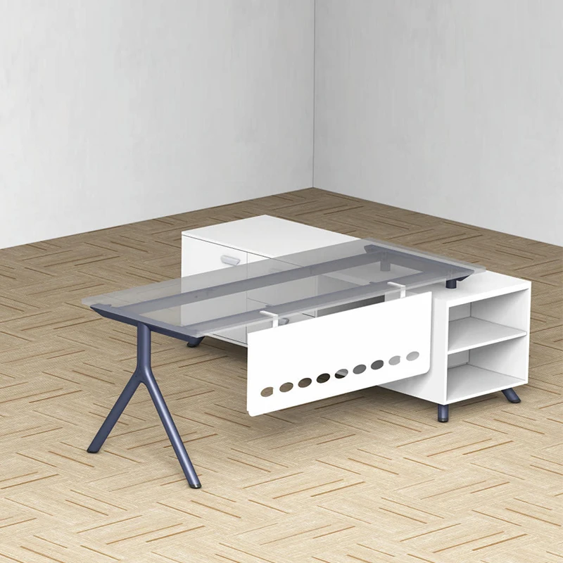 High-end  Customized Size Setaers Glass Conference Tables Office Furniture White Round Glass Meeting Coffee Table