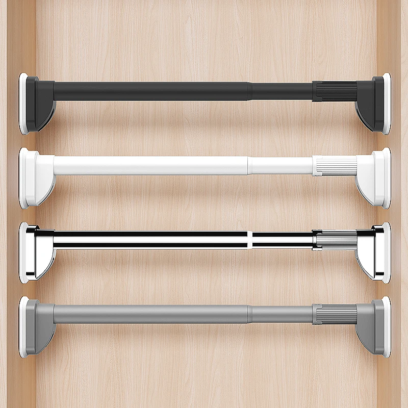 Punch Free Extendable Hanger Rod for Wardrobe Adjustable Tie Rod Closet Hanging Clothes Rods