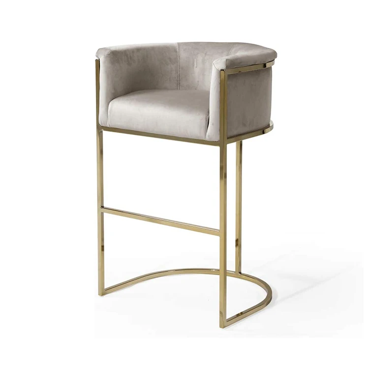 Современный бархатный стул с оправой из нержавеющей стали барный мебель для кафе бистро