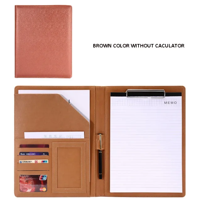 High quality Personalized  PU leather file folder portfolio with custom logo engraved