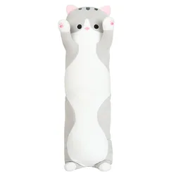 Saite long cat doll soft cute cat big pillow cartoon plush toy birthday gift cat bed doll