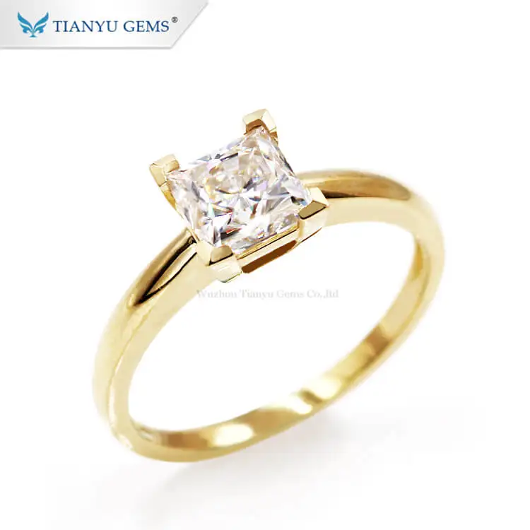 Fine Jewelry Custom Diamond Engagement Ring S925 14K 18K Yellow Gold Women Princess Cut Moissanite Solitaire Wedding Jewelry