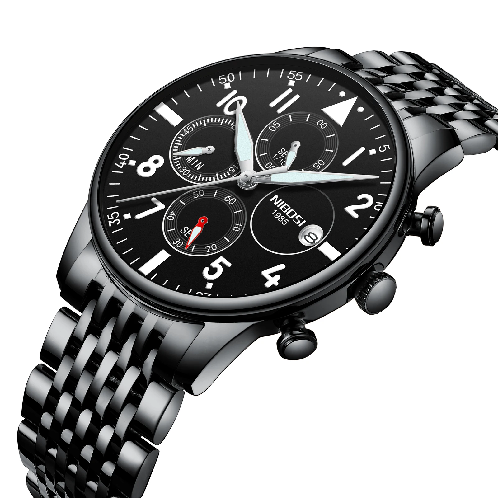 Black Customize Logo Men Quartz Watch Waterproof Male Wristwatch