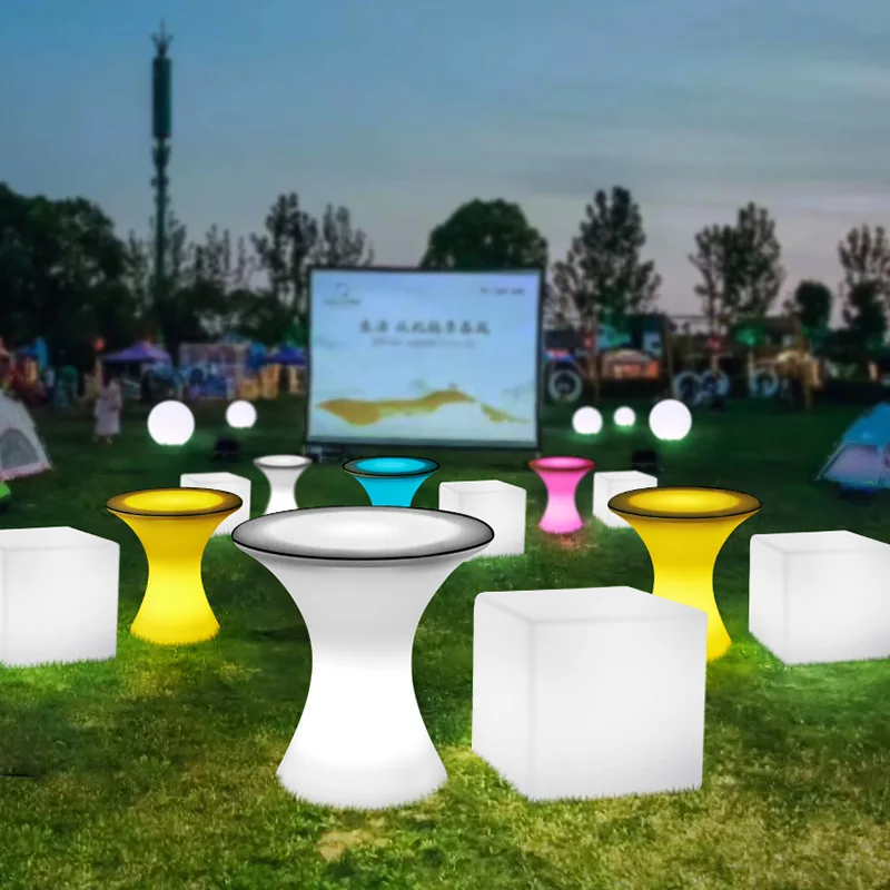 Spot Led High Foot Table Bar Table Small Waist Creative European Exhibition Luminous Bar Outdoor Cocktail Table