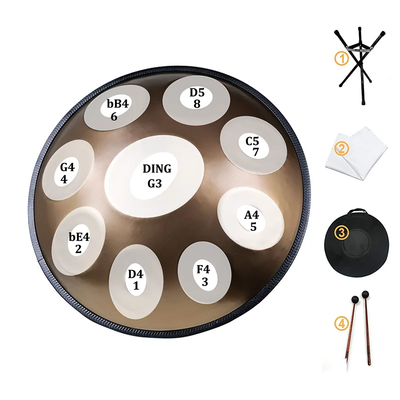Factory Mini Handpan Drum 18 Inch G Key Percussion Instrument Hand Pan 18 In 9 Notes With Stand