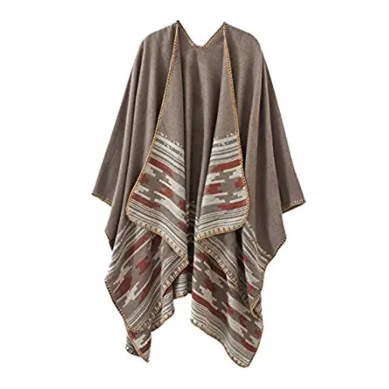 Factory supply china manufacturer Cashmere Poncho 2022 Winter Stripe Wool Custom Mexican Poncho For Woman