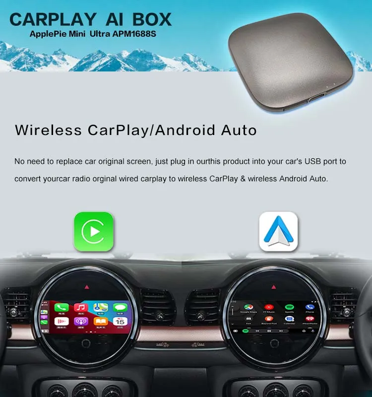 NAVLYNX aplepie mini Ultra CarPlay AI Box для универсального Android 14 13 беспроводной автомобильный 4G 64G GPS WIFI LTE адаптер dongle Toyota