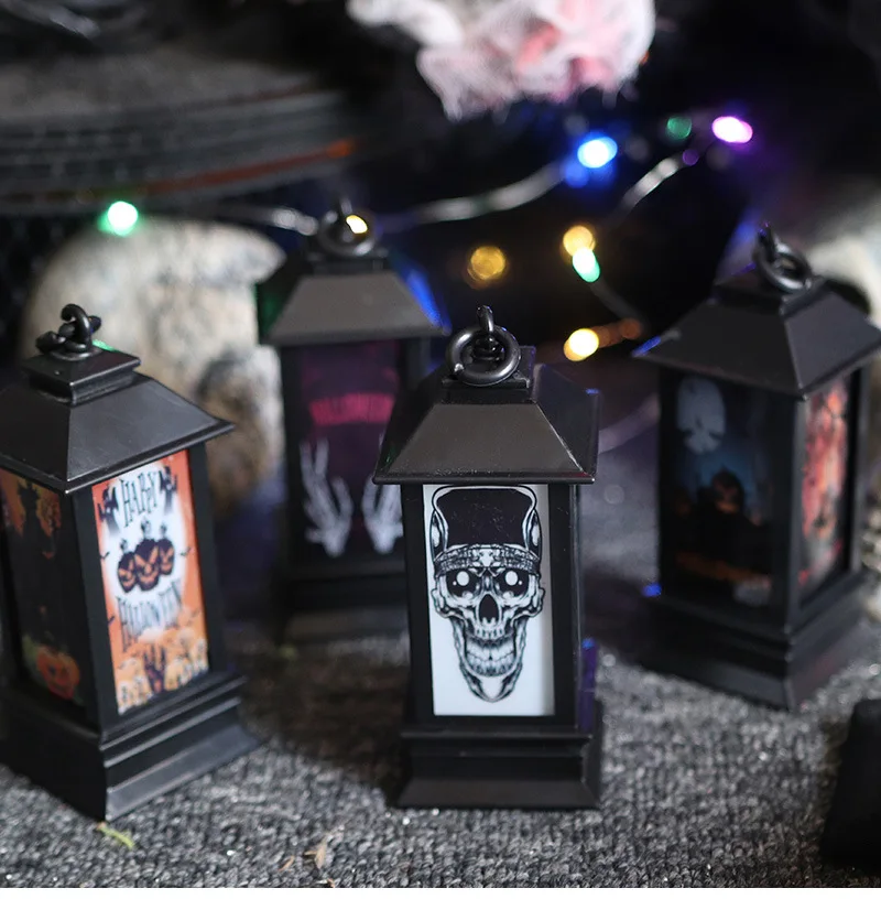 Halloween Party Pumpkins Witch Ghost Hand Skeleton LED Lights Christmas Artificial Flame Light Small Oil Lamp Party