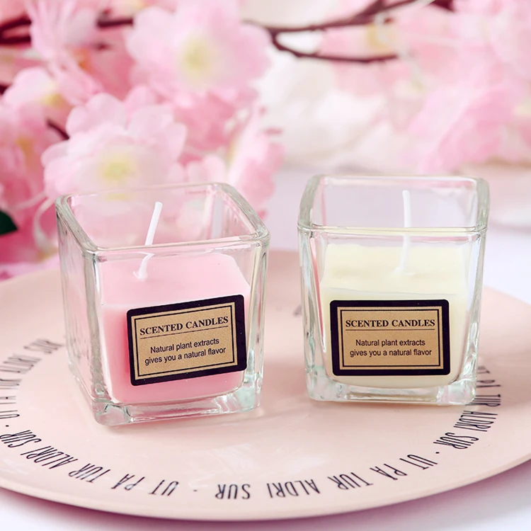 High quality Custom Logo  Empty square Container Wide Mouth Glass Candle Jar For Candle Making