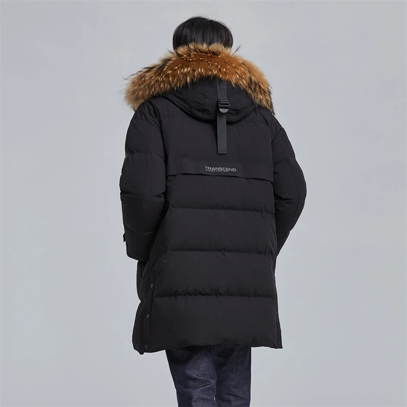 Warm and thick winter down coat with fur collar mens bubble jacket
