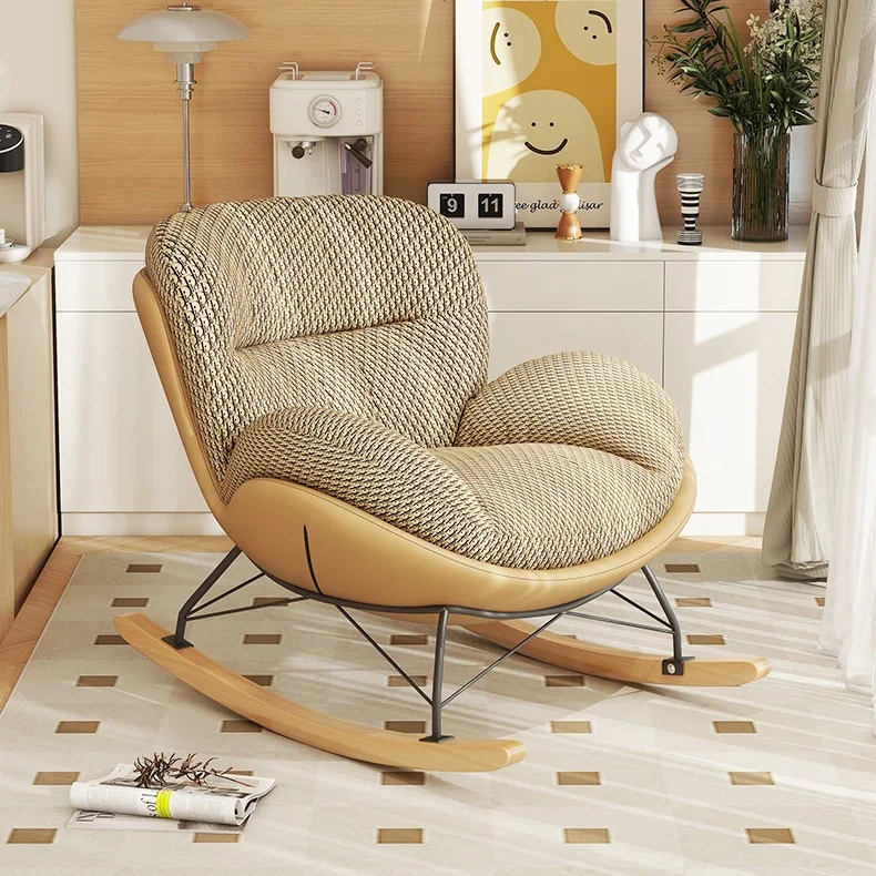 Rocking Chair Egg Luxury Nordic Modern Gold Wood Fabric Sets Velvet Waiting Home Furniture Living Room Lounge Sofa Accent Chairs