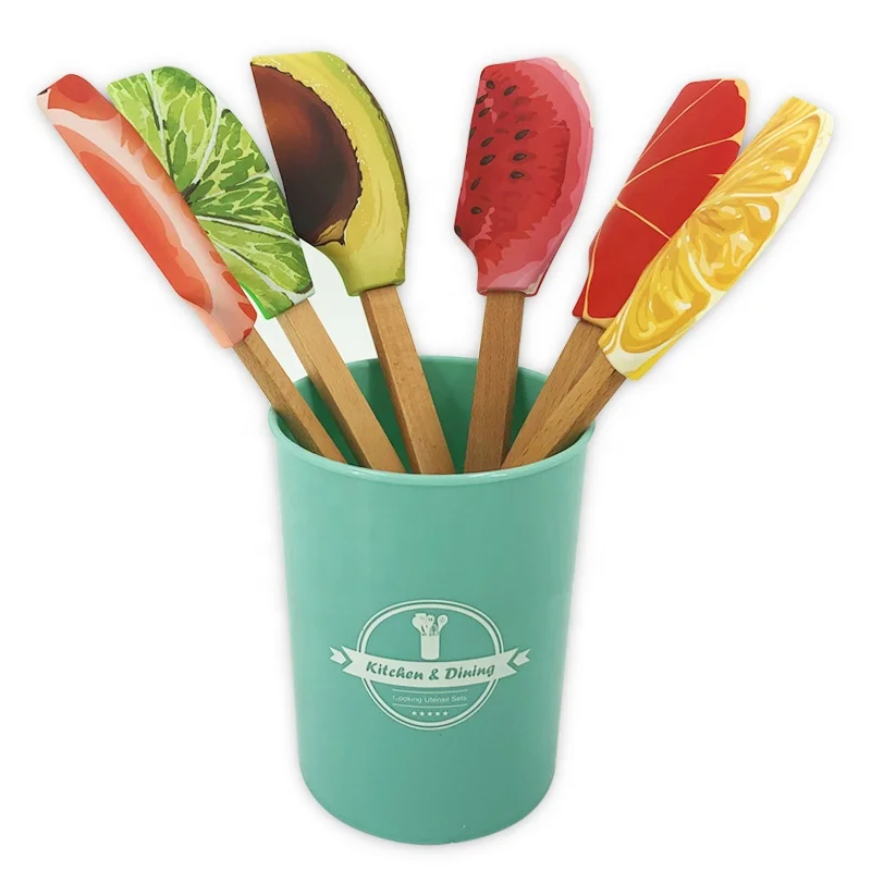 Custom wood handle silicone spatula digital Printing Silicone Spatula Baking Spatula
