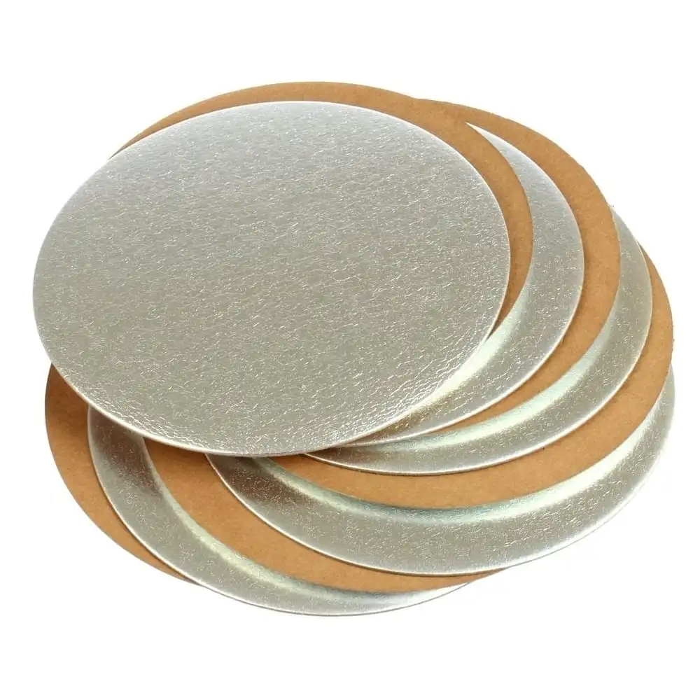 High Quality MDF 8inch Reusable Cake Board 2mm Thickness Craft Paper Food Gold Foil Snack Machines Customized Disposable Round