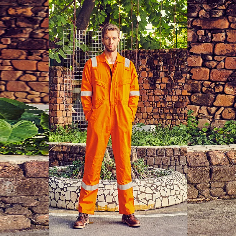 Fr Hi Vis Industrial Protective Safety Winter Coverall Workwear Clothes Overall Orange Waterproof Long Sleeve For Men
