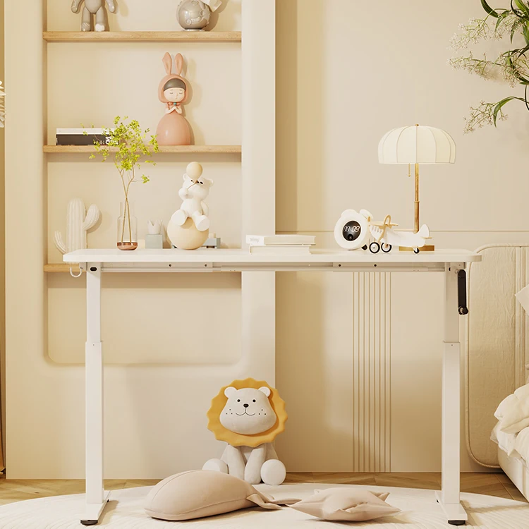 Manual Sit To Stand Office Metal Gaming Desk Strong Adjustable Height Lift Modern Up Wooden Computer Study Table For Adult