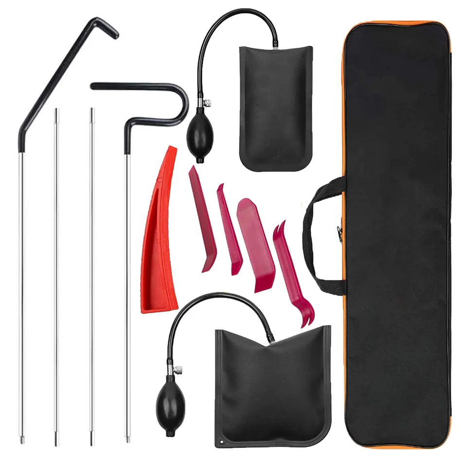 
Locksmith Tools Supplies Car Door Automotive Tool Kit with Long Reach Grabber with Air Wedge Bag Pump Non Marring Wedge for Car 