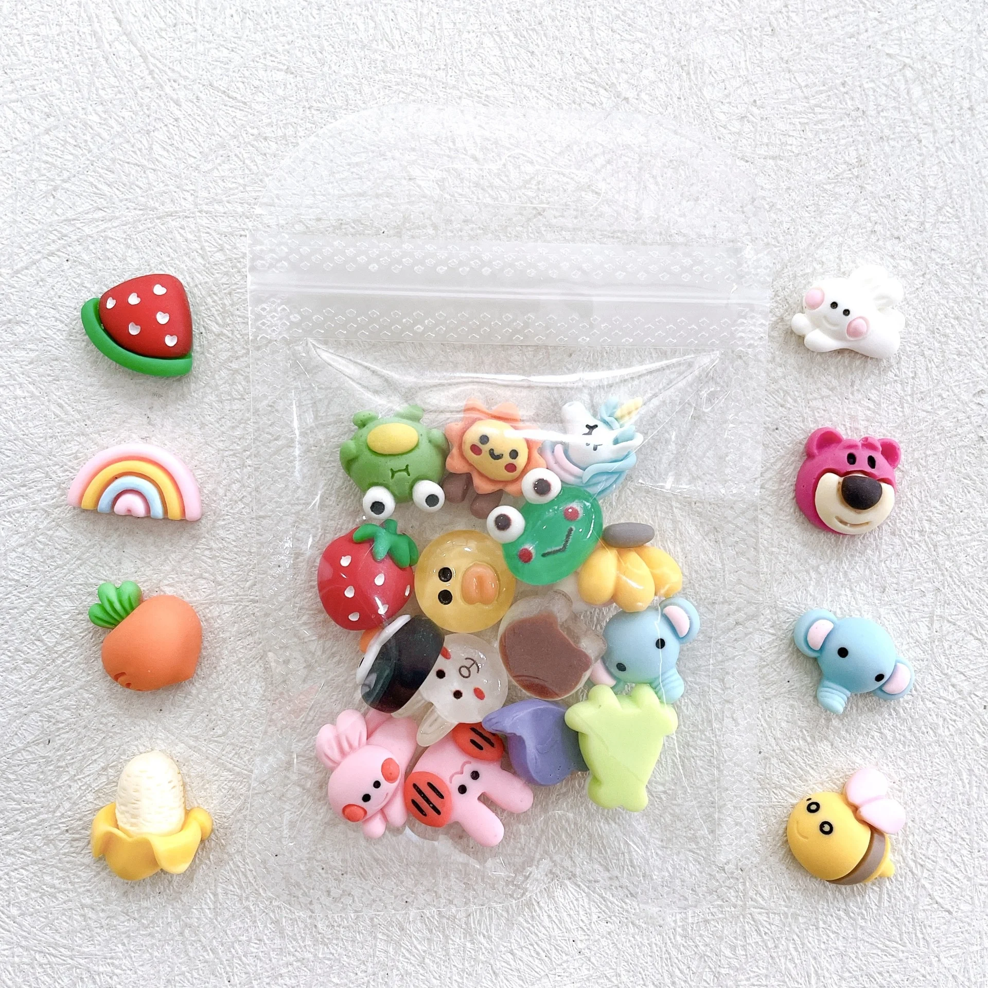 Cartoon Nail Decoration Cartoon Nail Charms Fruit Animals Kawaii Designs Mini Cute Bear Ice Cream Rabbit Wholesale