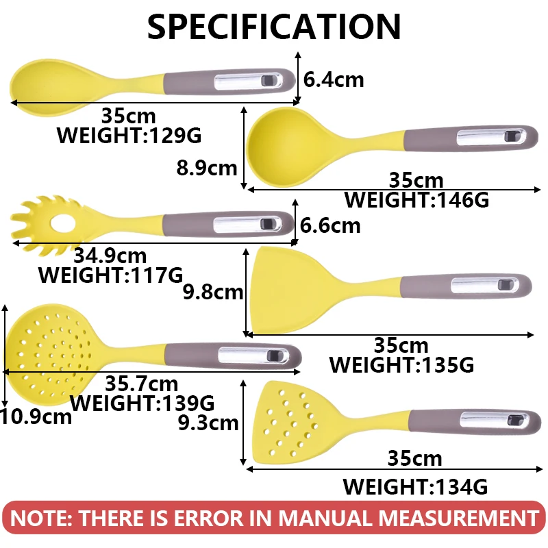 Wholesale price import non stick heat resistant 6pcs kitchen silicone cooking utensils tools custom kitchen utensils set