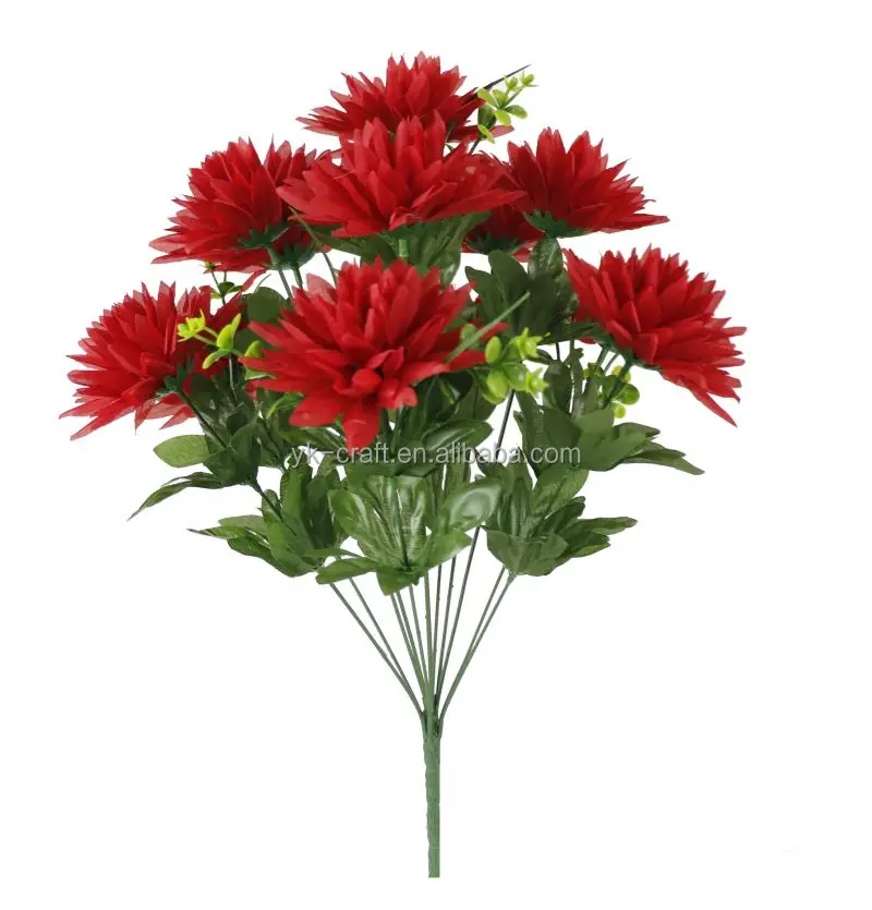 Simulation Flowers Silk Chrysanthemum Decorative Flowers For The Cemetery 12 Heads Artificial Chrysanthemum