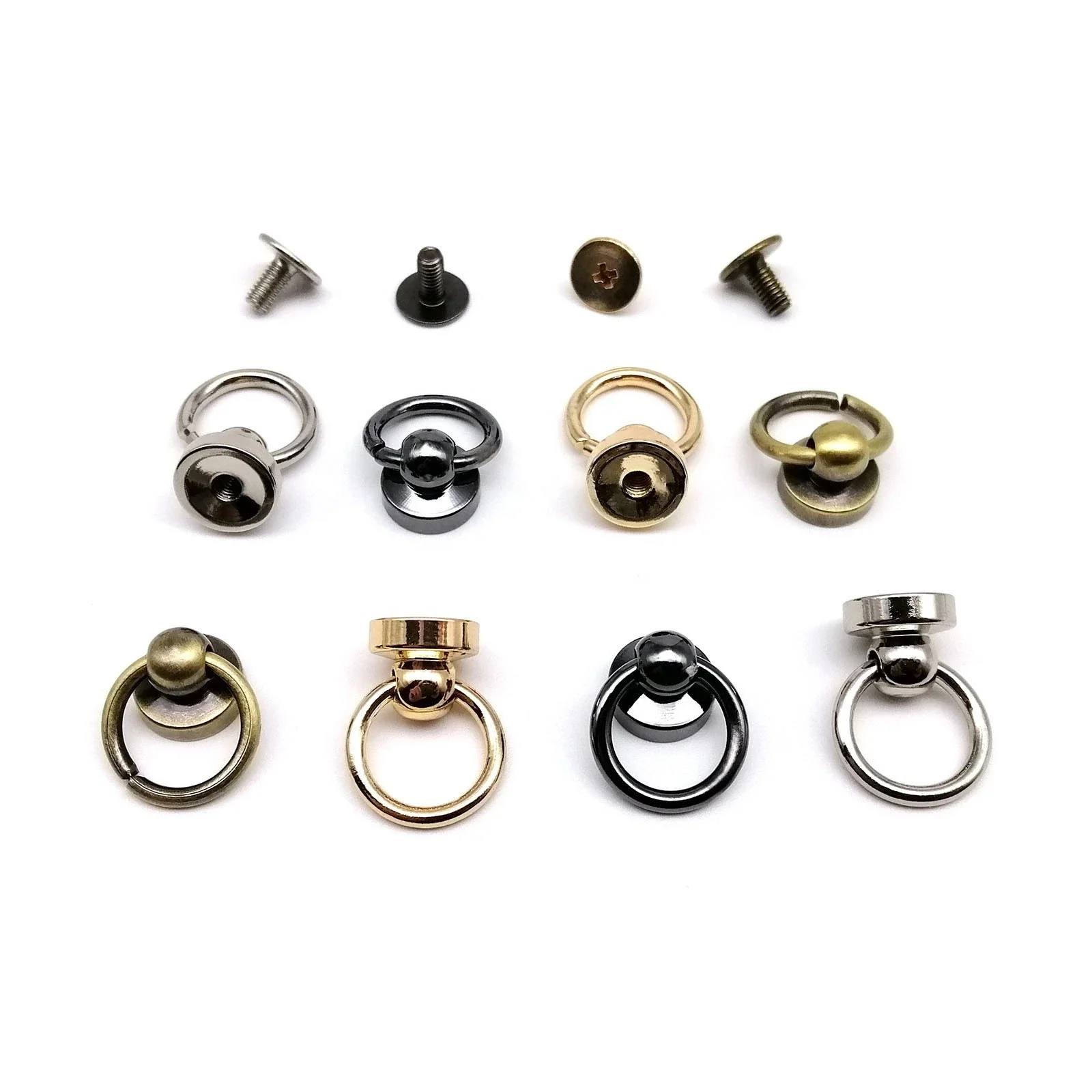 High Quality Solid Brass Ball Nail Screwback Chicago Screw Back Rivet Stud Spot with O Ring for Leather Bag Belt Phone Case