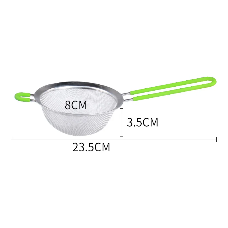 Stainless Steel Mesh Strainer 7-20CM Mesh Strainer with Silicone Handles