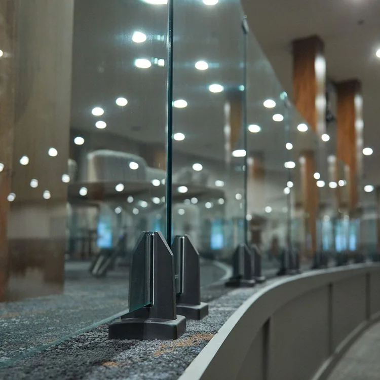 Stair Railing Glass Spigots Stainless Steel Glass 12 mm Wall Mount  Frameless Glass Balustrade Railing Black Spigot Top Rail