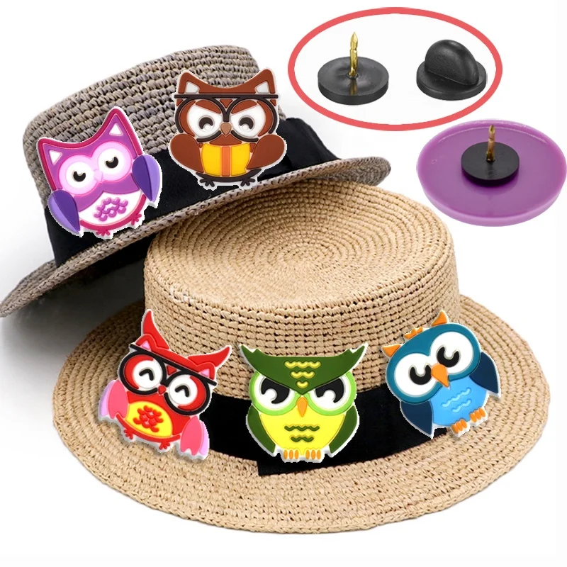 Cheap custom cute owl brooch cartoon soft pvc brooch pins for men and women clothing and scarf decoration