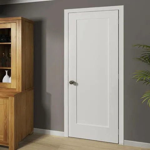 Cheap Price White primered Painted Interior Pre Hung MDF hollow core wood Shaker swing Door for Apartment